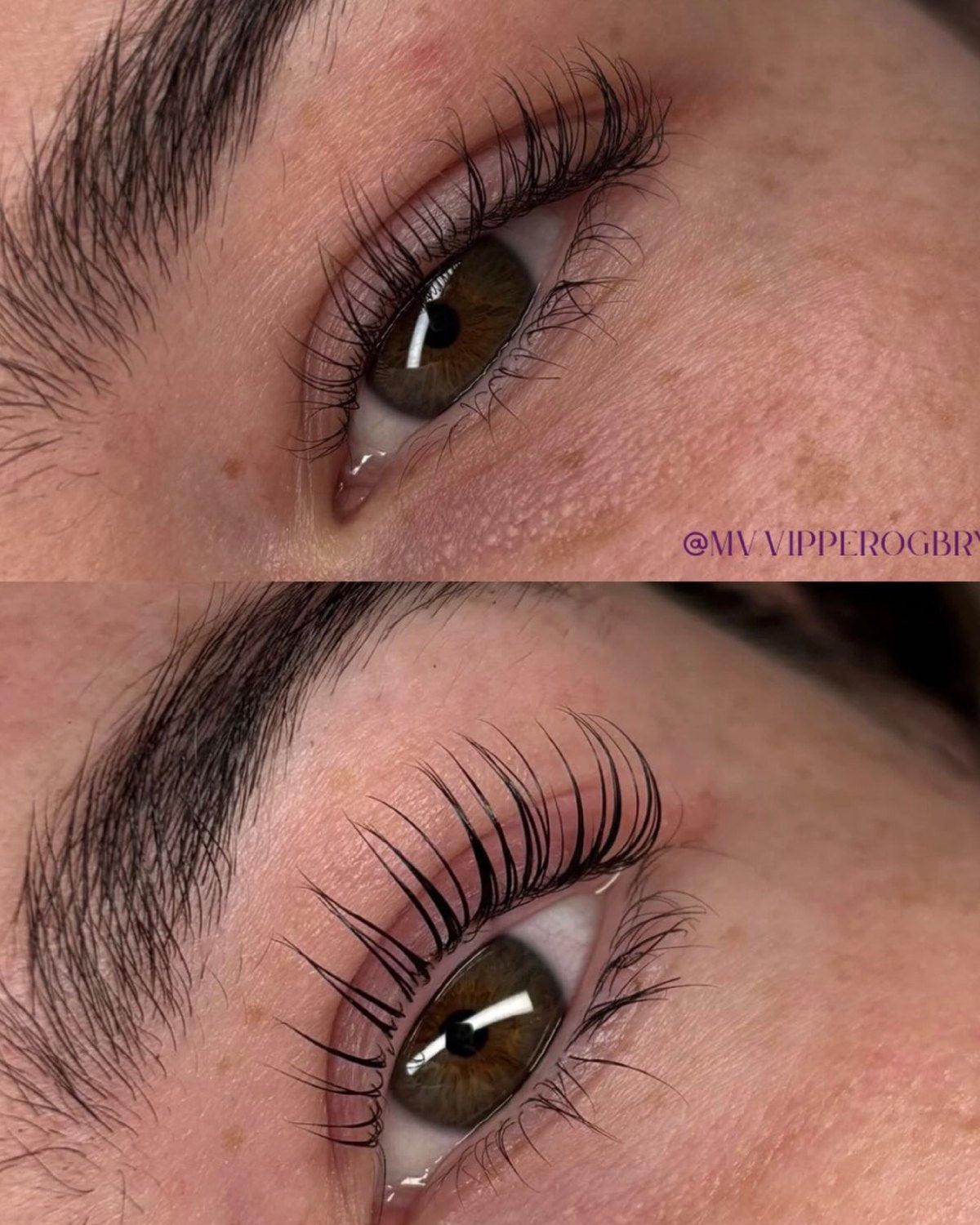Lash lift before and after by an online student