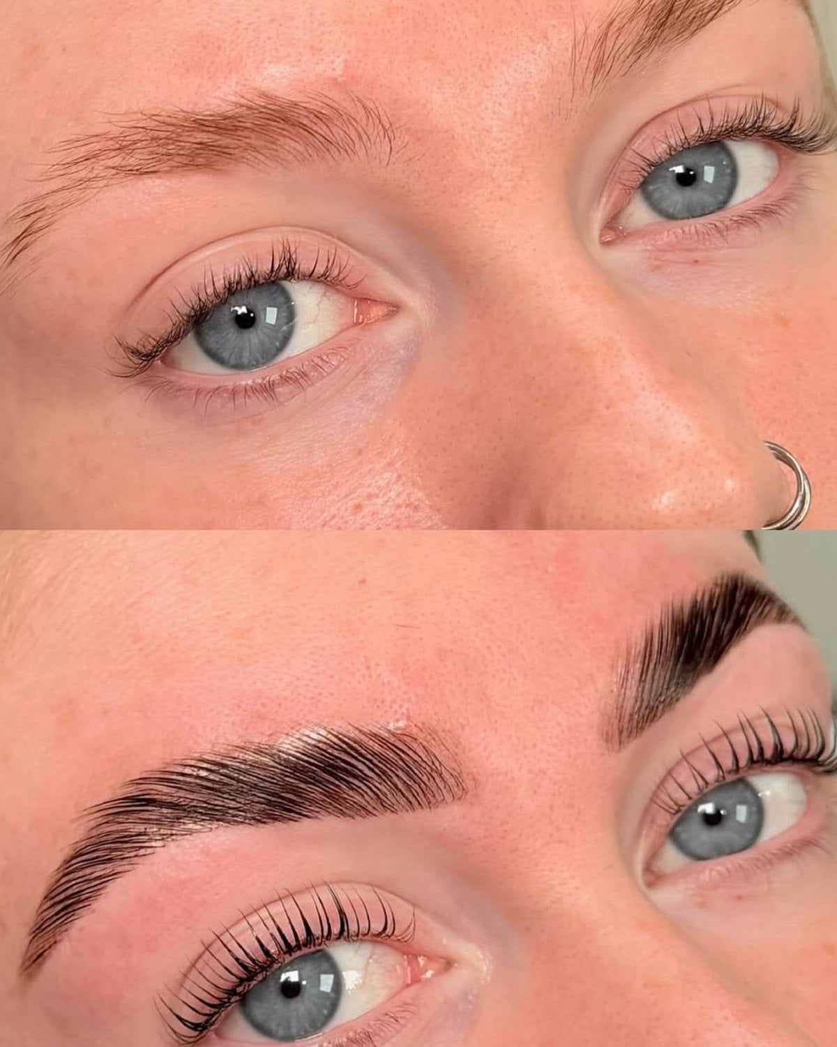 Lash lift and brow result by an online student